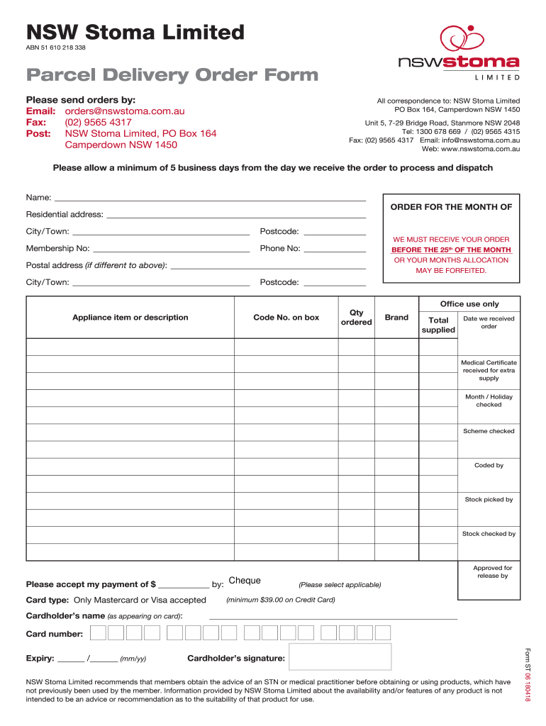 Nsw Stoma Forms
