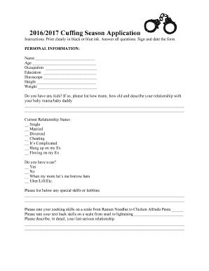 Cuffing Season Application  Form