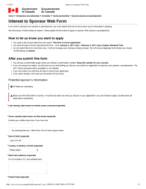 Interest to Sponsor Form Sample