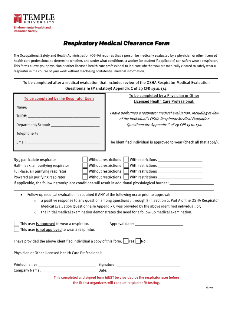 Respiratory Medical Clearance Form DOCX
