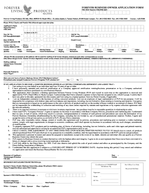 Forever Business Owner Application Form PDF