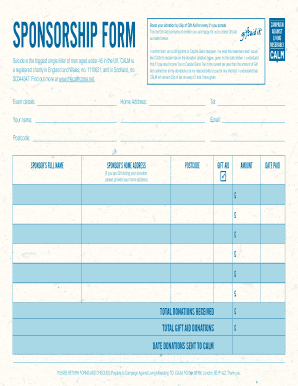  Sponsorship Form Campaign Against Living Miserably 2016-2024