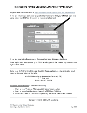 Maryland Universal Disability Pass  Form