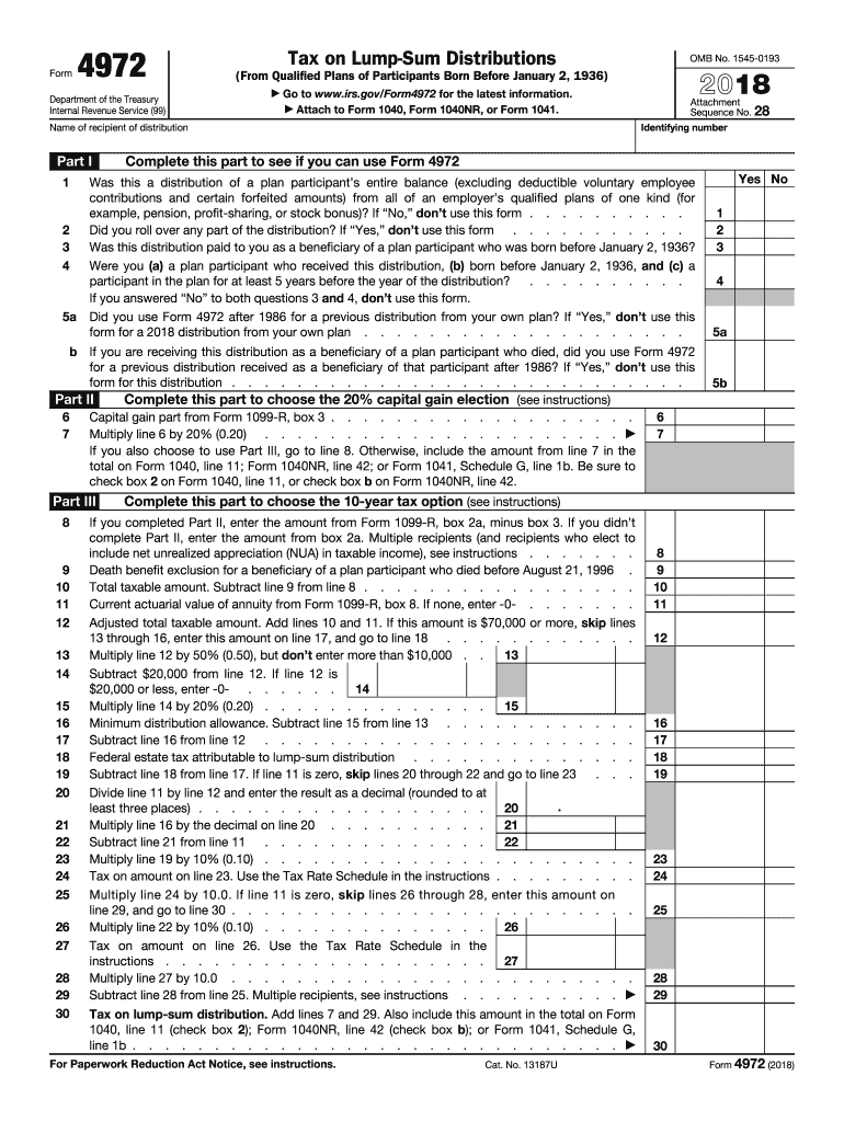  Federal Tax Form 4972 2018