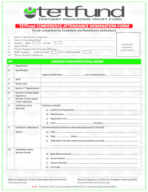 Tetfund Conference Attendance Nomination Form