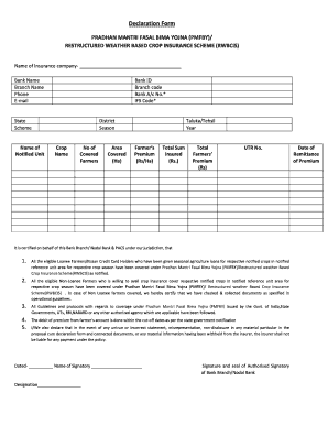 Pmfby Self Declaration Form PDF Download