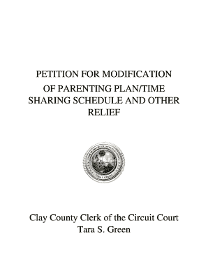 PETITION for MODIFICATION of PARENTING PLANTIME SHARING  Form