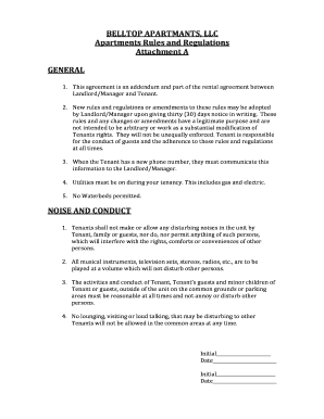 Apartments Rules and Regulations Bell Top Apartments  Form