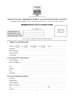 Icpau Registration  Form