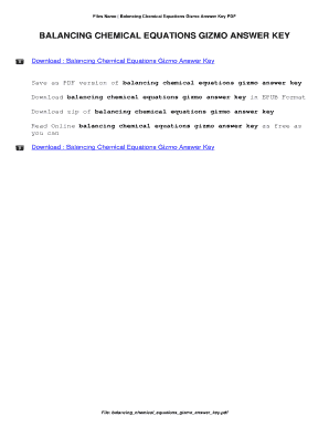 Balancing Chemical Equations Gizmo Answer Key  Form