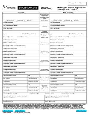 Marriage Licence Application Form
