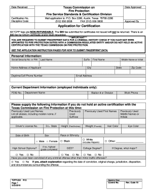TCFP 002 Application for Certification  Form