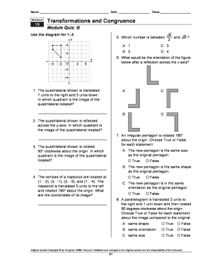 Module 9 Transformations and Congruence Answer Key