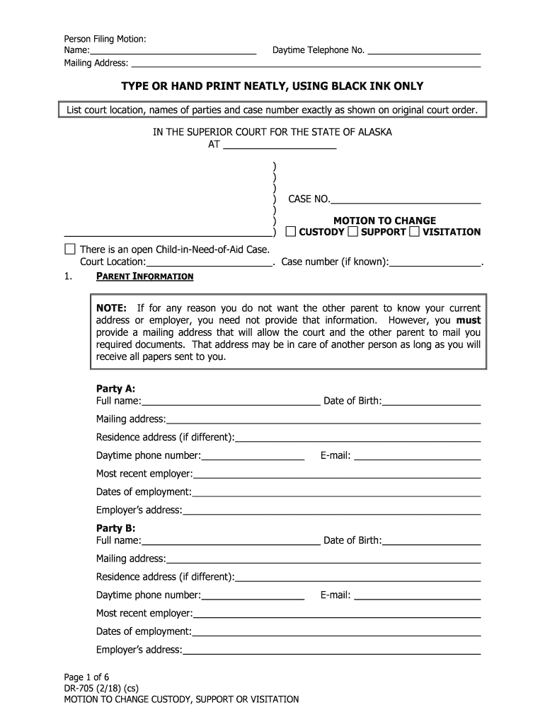  Dr 705 Form Motion 2018