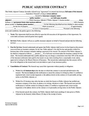 Public Adjuster Contract Template  Form