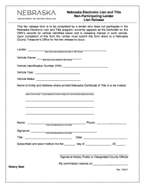  Nebraska Electronic Lien and Title Non Nebraska DMV 2017-2024