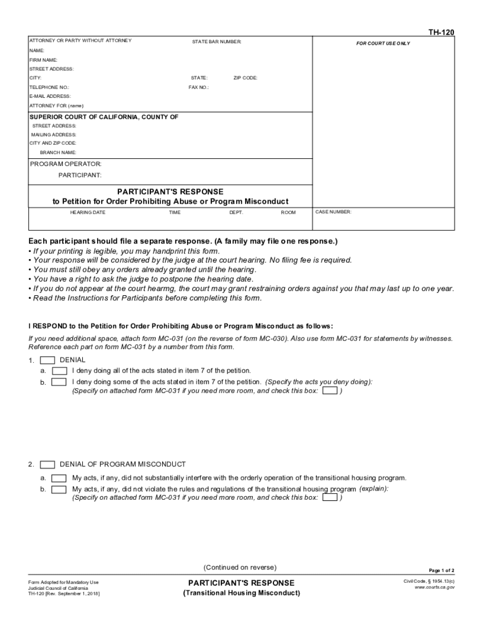  Participants Response TH 120 California Courts 2018-2024