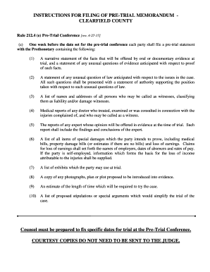 Pre Trial Memorandum Child Custody Example  Form