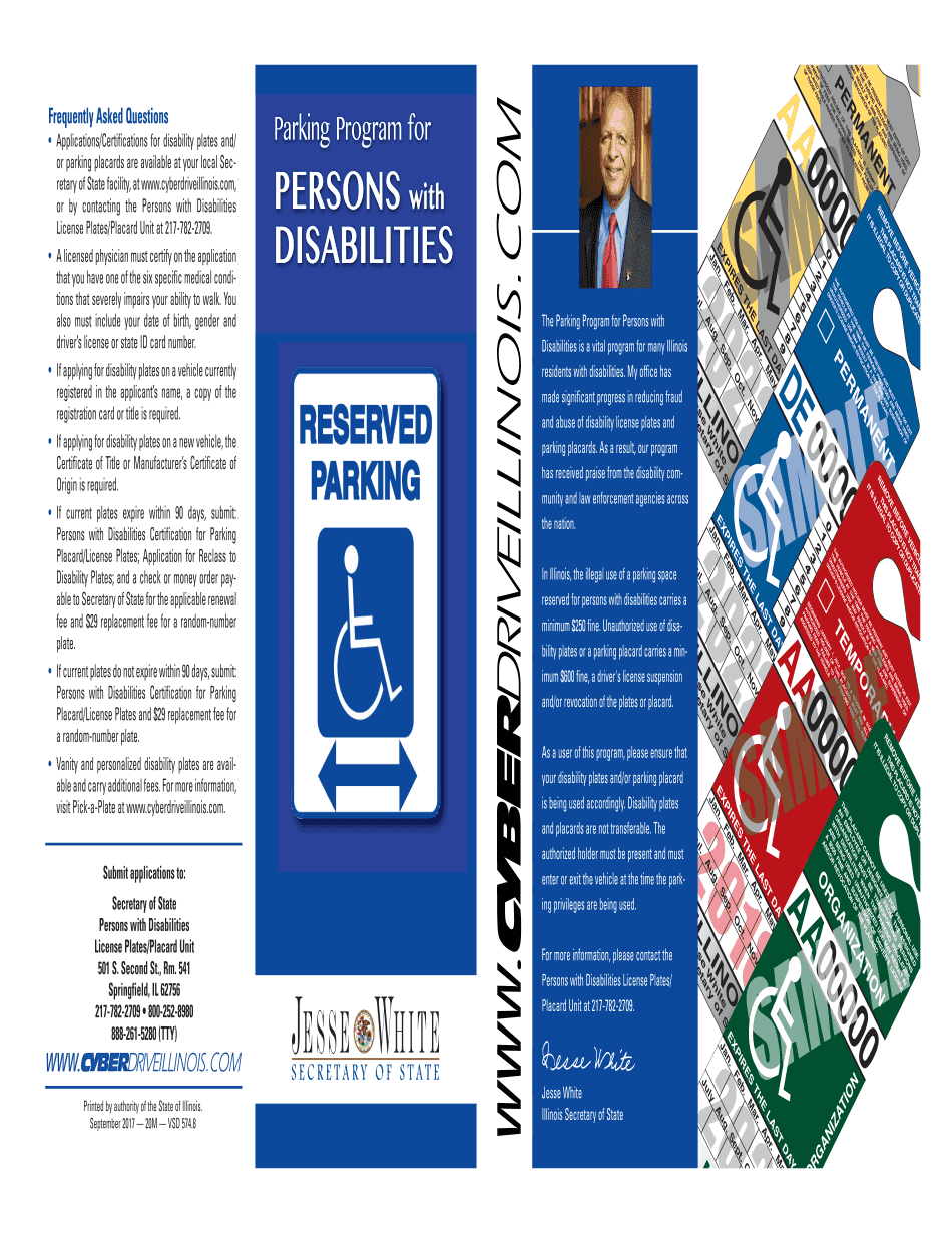 Get and Sign Handicap Illinois Parking Permit Application 2017-2022 Form