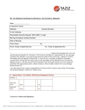Noc from Landlord for Moving Out  Form