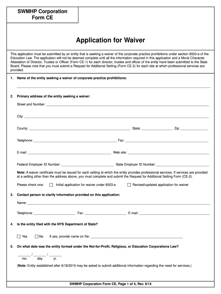  Ny Ce Form Printable 2014-2024