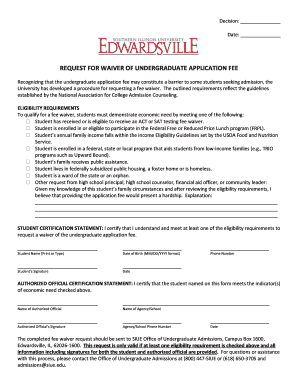 Siue Fee Waiver  Form