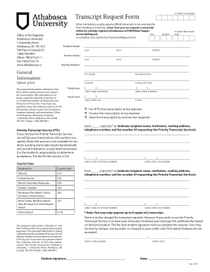 Athabasca Transcript Request  Form
