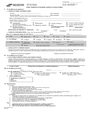 Vehicle Sticker Application Form