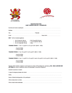 Registration Form Fc Barcelona Campus ?? Luxembourg Penya Bara