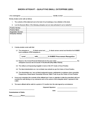 Dti Turnover Affidavit  Form