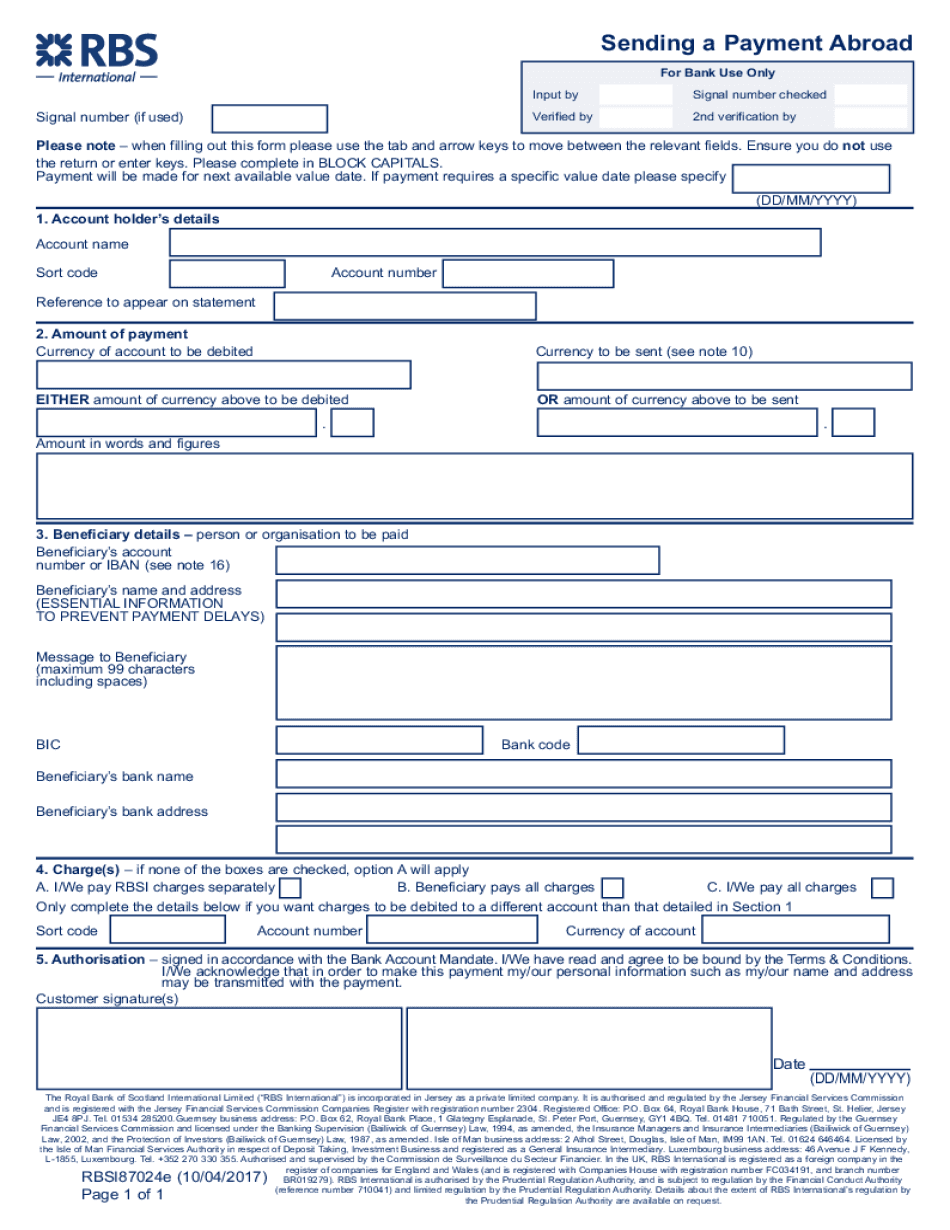 Limited Company Information Form RBS International