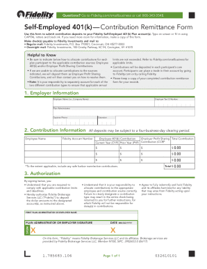  Fidelity Self Employed 401k Remittance Form 2017-2024