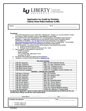  Application for Credit by Portfolio 2015-2024