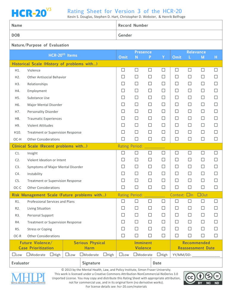 Hcr 20 PDF  Form