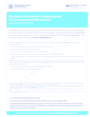  Independent Circumstances Allowance Form 2018