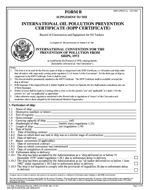 International Oil Pollution Prevention Certificate  Form