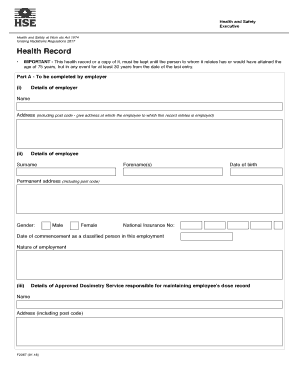 IMPORTANT This Health Record or a Copy of It, Must Be Kept until the Person to Whom it Relates Has or Would Have Attained the  Form