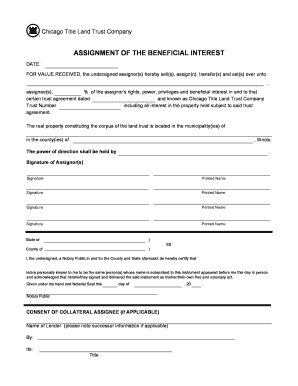 Assignment of the Beneficial Interest Chicago Title Land Trust  Form