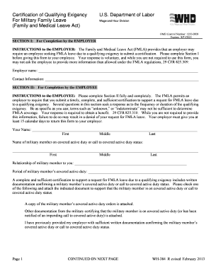 Certification of Qualifying Exigency for Military Family Leave  Form