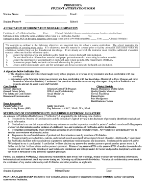 Student Attestation Form