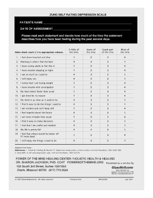 Zung Scale Form