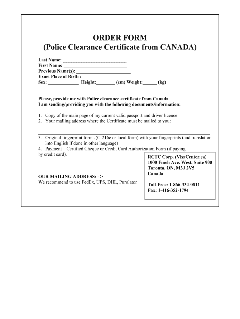  Canada Police Clearance Certificate 2014-2024