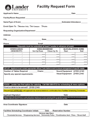 Facility Request Form Lander University