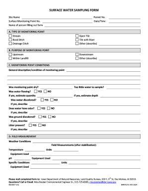 Surface Water Sampling Form