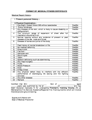 Medical Fitness Report  Form