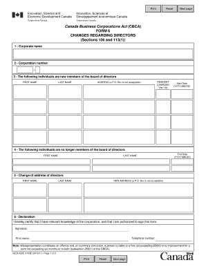  Form 6 Changes Regarding Directors 2016-2024