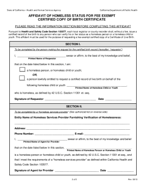 Get and Sign Homeless Fee 2015-2022 Form