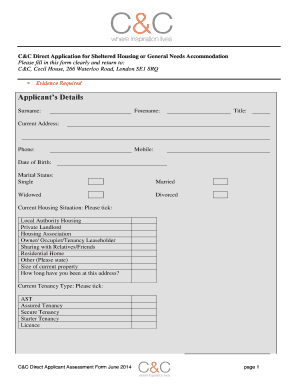  C C Housing Application Form 2014