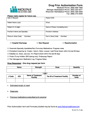 Molina Prior Authorization Form Michigan Medicare PDF This