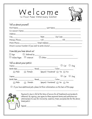Welcome Sheet  Form